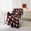 Reversible Sherpa Cozy Plush Throw Blanket, Red Plaid 50" x 60" All Ages - Super Soft Reversible Sherpa Flannel Blanket - Default Title
