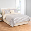 Fluffy Down Alternative Soft Touch Bed in a Bag 11-Piece Reversible Tan & Black Striped Comforter Set with Sheets, Queen - Cloud-Like Soft Lightweight Bed Comforter - Default Title
