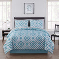 Fluffy Down Alternative Teal Geometric 6 Piece Bed in a Bag Comforter Set with Sheets, Twin/Twin-XL - Cloud-Like Soft Lightweight Bed Comforter - Default Title