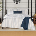 Hypoallergenic Cloud Full/Queen Comforter Set, All-Season, 5-Piece, Blue Yarn Dyed Stripe - Luxurious Quilted Duvet Cover Set - Default Title