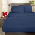Cooling Sateen RV Sheets Queen Size Bed Set, Microfiber RV Bunk Bed Sheets, Short Queen, Navy Blue - Cooling Hotel Quality Bedding Sheets and Pillowcases - Default Title
