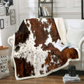 Lightweight Warm Milk Cow Print Throw Blanket for Bed Chair,Black Brown Cowhide Fleece Blanket 50"x60",Farmhouse Rustic Animal Skin We... - Luxury Knitted Decorative Throw Blanket with Fringes - Default Title