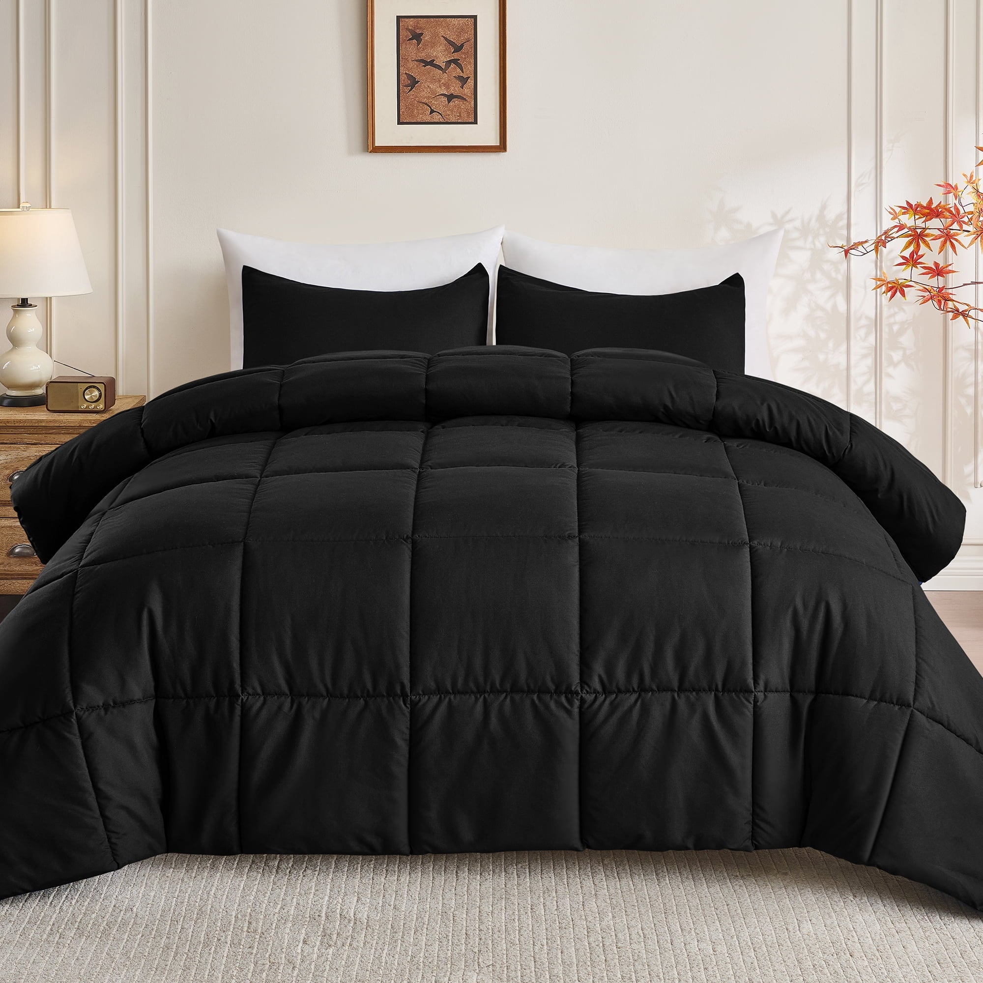 All-Season Queen Size Comforter Sets, 3 Piece Soft Quilted Bedding Sets, All-Season Down Alternative Comforter with 2 Pillow Sha... - All-Season Down Alternative Comforter Insert - Default Title