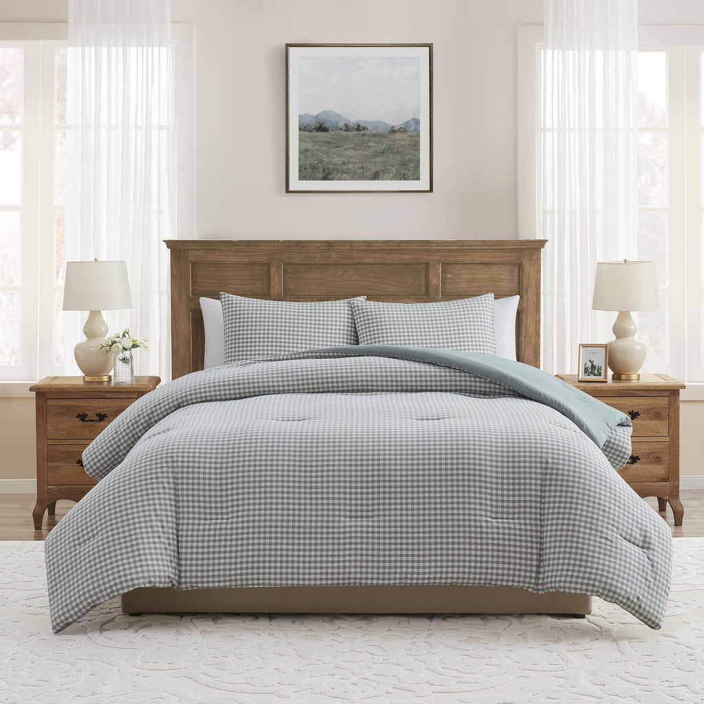 Heavyweight Warmth Full/Queen Comforter Set, All-Season, 3-Piece, Green Gingham Plaid - Hypoallergenic Ultra-Fluffy Quilt for Winter - Default Title