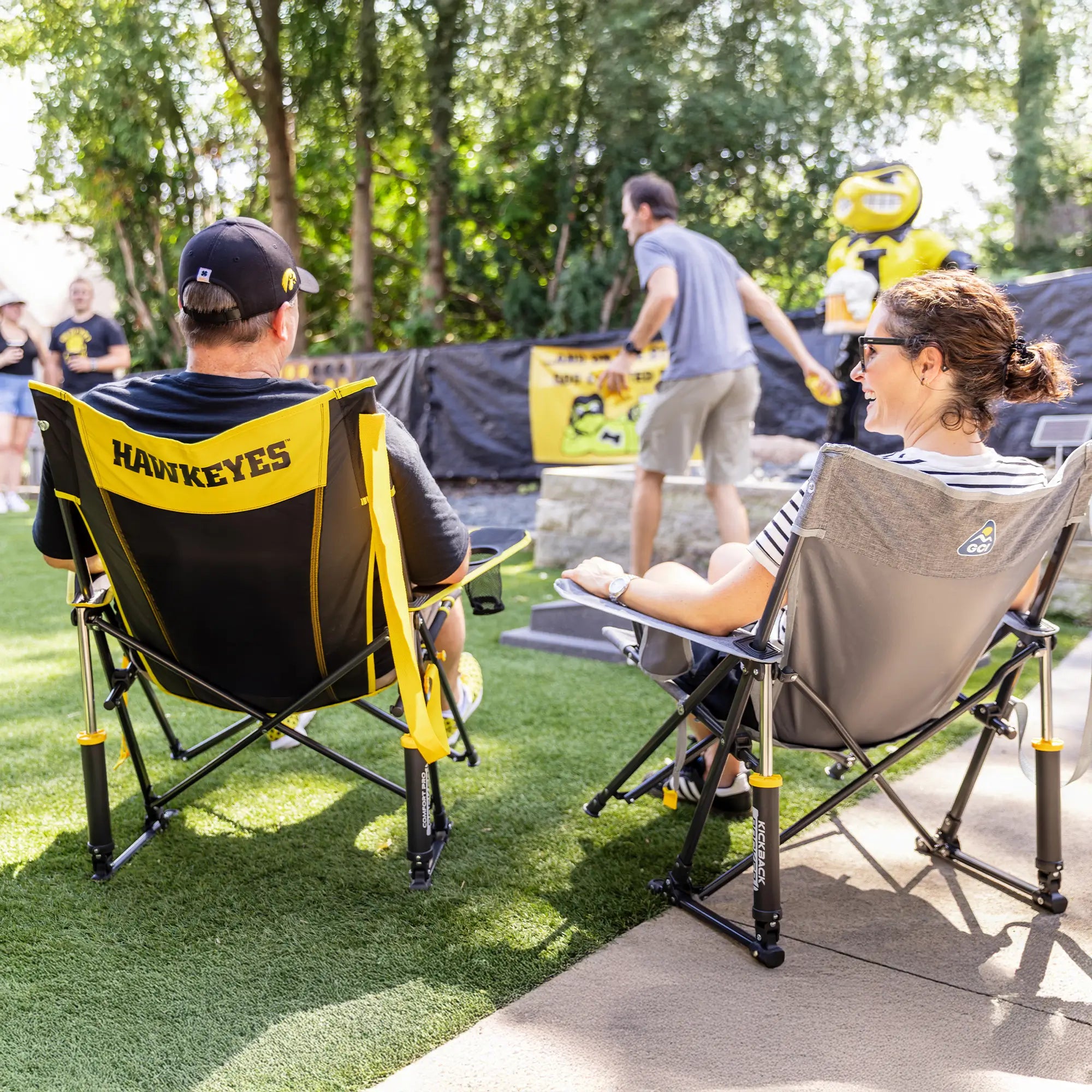 Patented Spring-Action College Comfort Pro Rocker - Iowa Hawkeyes - Choice 249 - RoadTrip Rocker Smooth Motion Camp Chair Detail