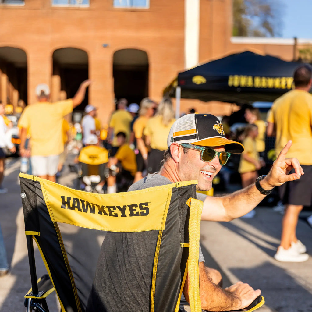 Patented Spring-Action College Comfort Pro Rocker - Iowa Hawkeyes - Choice 249 - RoadTrip Rocker Smooth Motion Camp Chair Detail