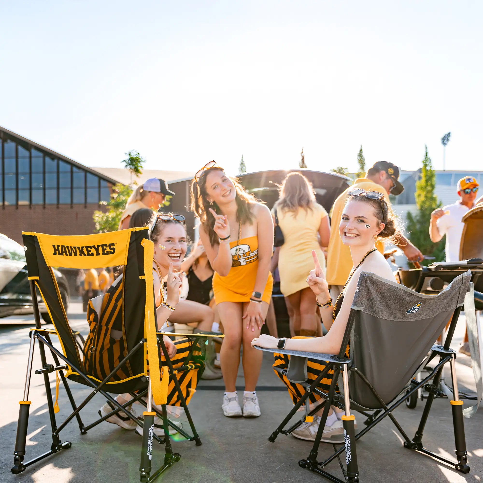 Patented Spring-Action College Comfort Pro Rocker - Iowa Hawkeyes - Choice 249 - RoadTrip Rocker Smooth Motion Camp Chair Detail