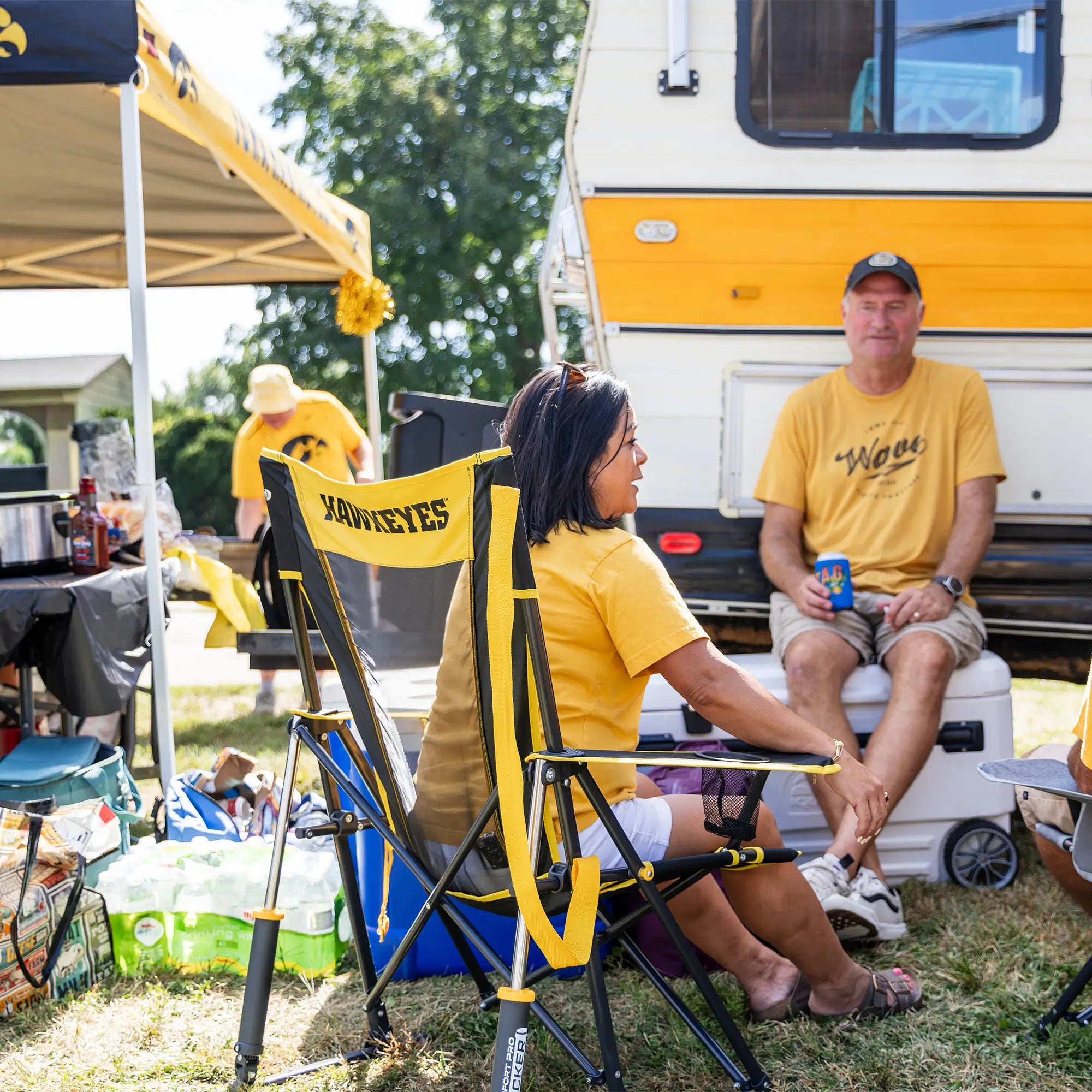 Patented Spring-Action College Comfort Pro Rocker - Iowa Hawkeyes - Choice 249 - RoadTrip Rocker Smooth Motion Camp Chair Detail