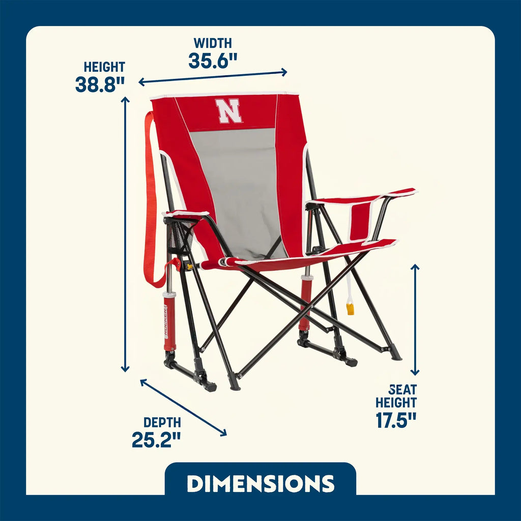 Smooth Motion College Comfort Pro Rocker - Nebraska Cornhuskers - Choice 161 - Freestyle Rocker Portable Outdoor Folding Chair Detail