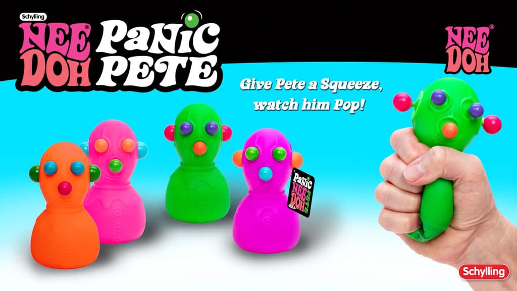 Cute Collectible NeeDoh Panic Pete | Signature Seaside Bay - Dino Character Malt-Gel Filled Sensory Glob Detail
