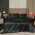 Ultra-Soft Satin Sheets Full Black Luxury Silky Bed Sheets 1800 Microfiber Sheet Set 4 Pcs - Breathable Egyptian Cotton Flat & Fitted Sheets - Default Title