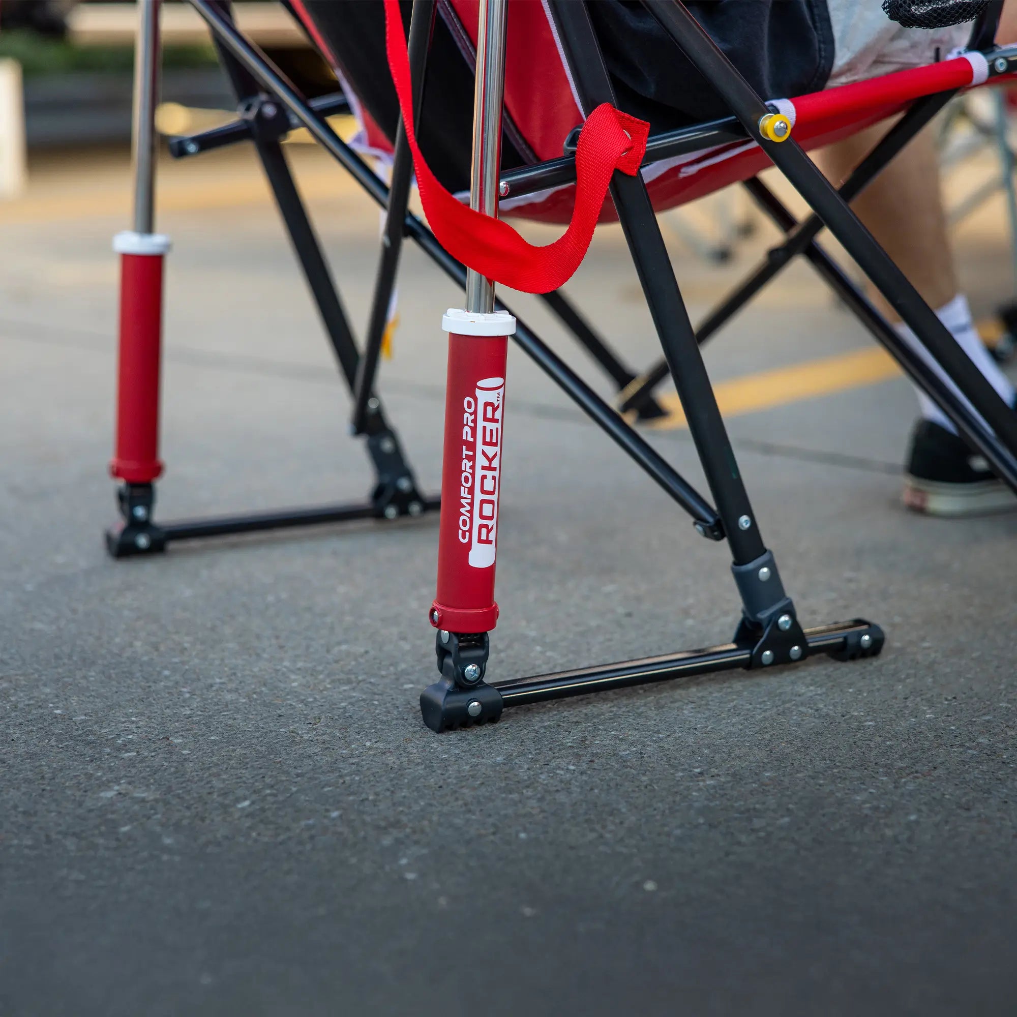 Smooth Motion College Comfort Pro Rocker - Nebraska Cornhuskers - Choice 161 - Freestyle Rocker Portable Outdoor Folding Chair Detail
