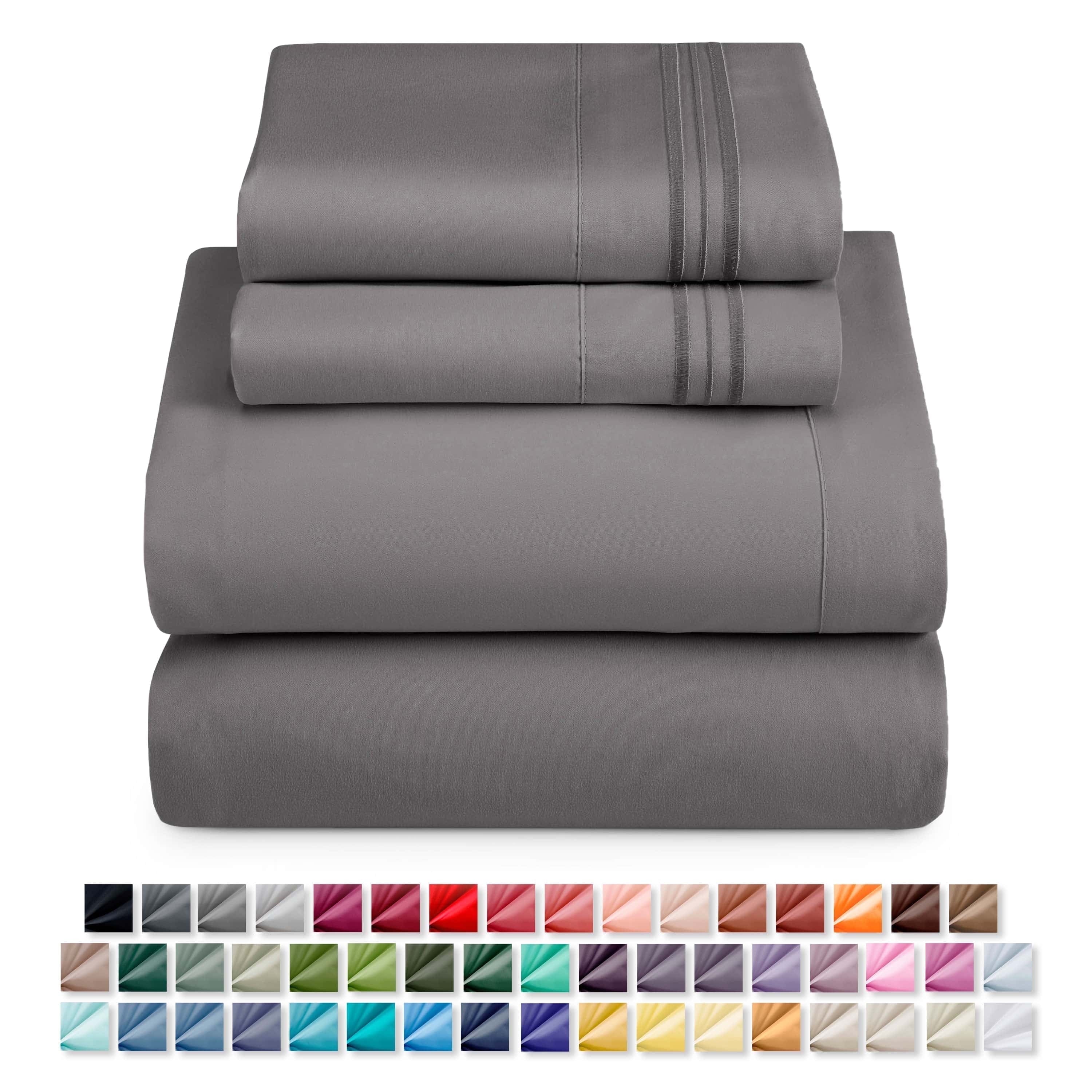 Breathable Luxury Queen Sheets Set, 1800 Series 4 Piece Sheets , Luxury Soft Microfiber Queen Size Bed Sheets Set, Gray - Luxury Bed Sheet Set with Deep Pockets - Default Title