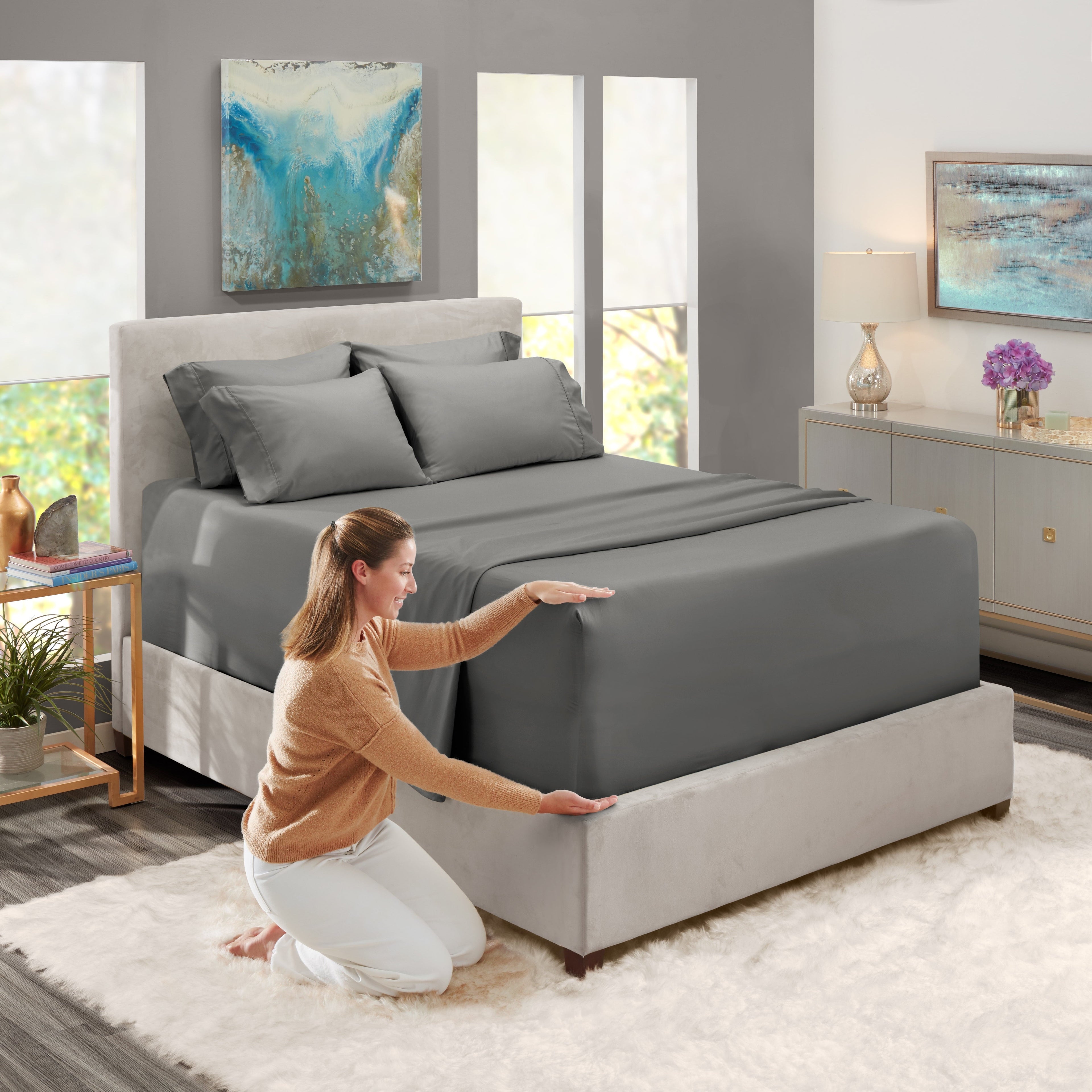 Premium Egyptian Cotton Queen Sheets Set, 1800 Series Extra Deep Pocket Sheets Queen Soft Microfiber Bed Sheets, 4 Piece Queen Sheet sets - Premium Ultra-Soft Pillowcase Pair for Sleeping - Default Title
