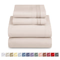 Cooling Sateen King Sheet Sets, 1800 Series Deep Pocket 4 Piece, Luxury Soft Microfiber Bed Sheet Sets, BEIGE CREAM - Premium Ultra-Soft Pillowcase Pair for Sleeping - Default Title