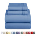 Cooling Sateen Split King Sheet Sets, Deep Pocket 5 Piece, Luxury Soft Microfiber Bed Sheet Sets, BLUE HEAVEN - Breathable Egyptian Cotton Flat & Fitted Sheets - Default Title