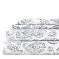 Premium Egyptian Cotton 4 Piece Pattern Microfiber Bed Sheets Set, Navy Coarse Paisley, Full - Luxury Bed Sheet Set with Deep Pockets - Default Title