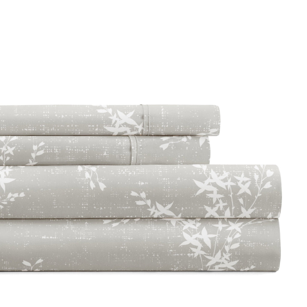 Breathable Luxury 3 Piece Pattern Microfiber Bed Sheets Set, Distressed Willow Light Gray, Twin - Luxury Bed Sheet Set with Deep Pockets - Default Title