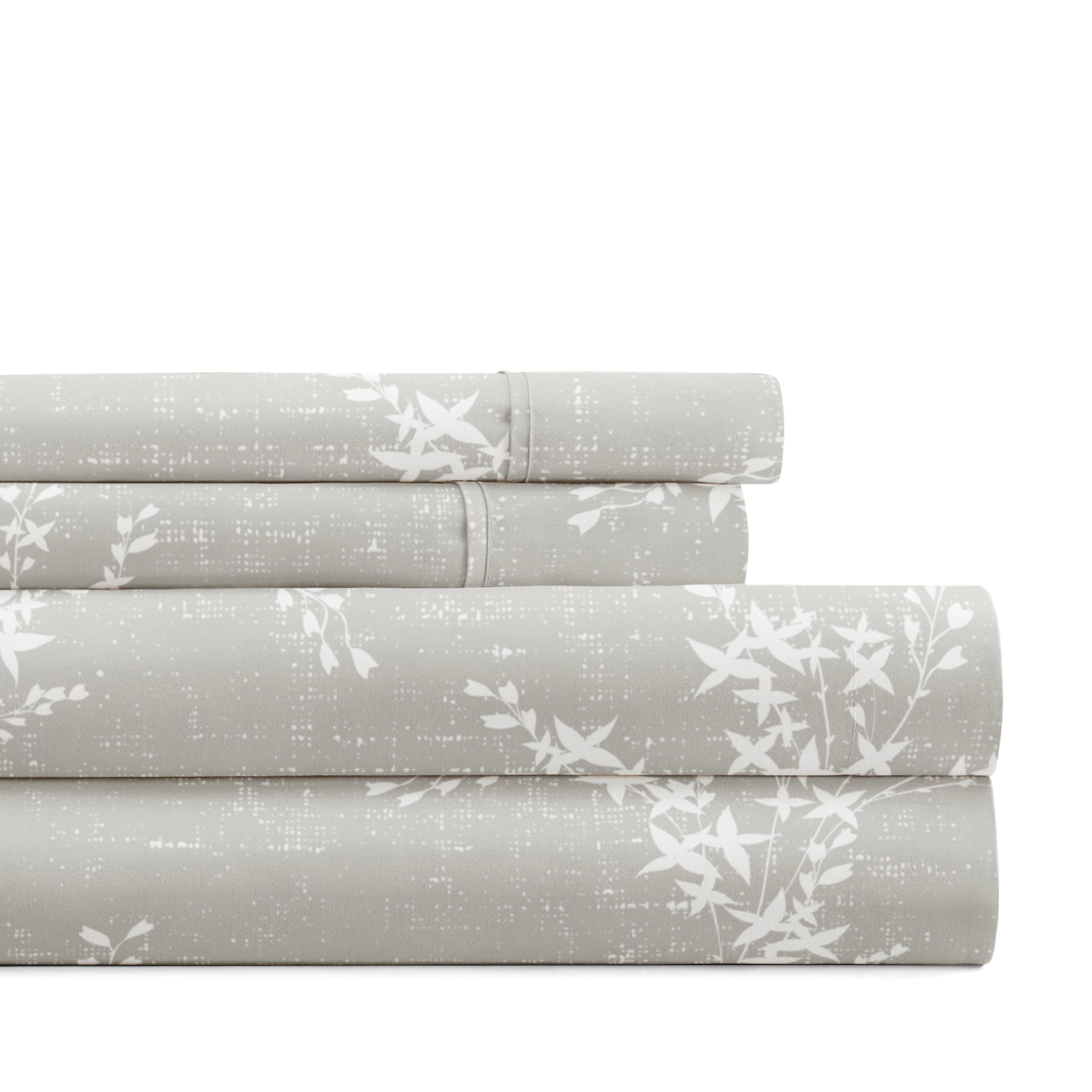 Breathable Luxury 3 Piece Pattern Microfiber Bed Sheets Set, Distressed Willow Light Gray, Twin - Luxury Bed Sheet Set with Deep Pockets - Default Title