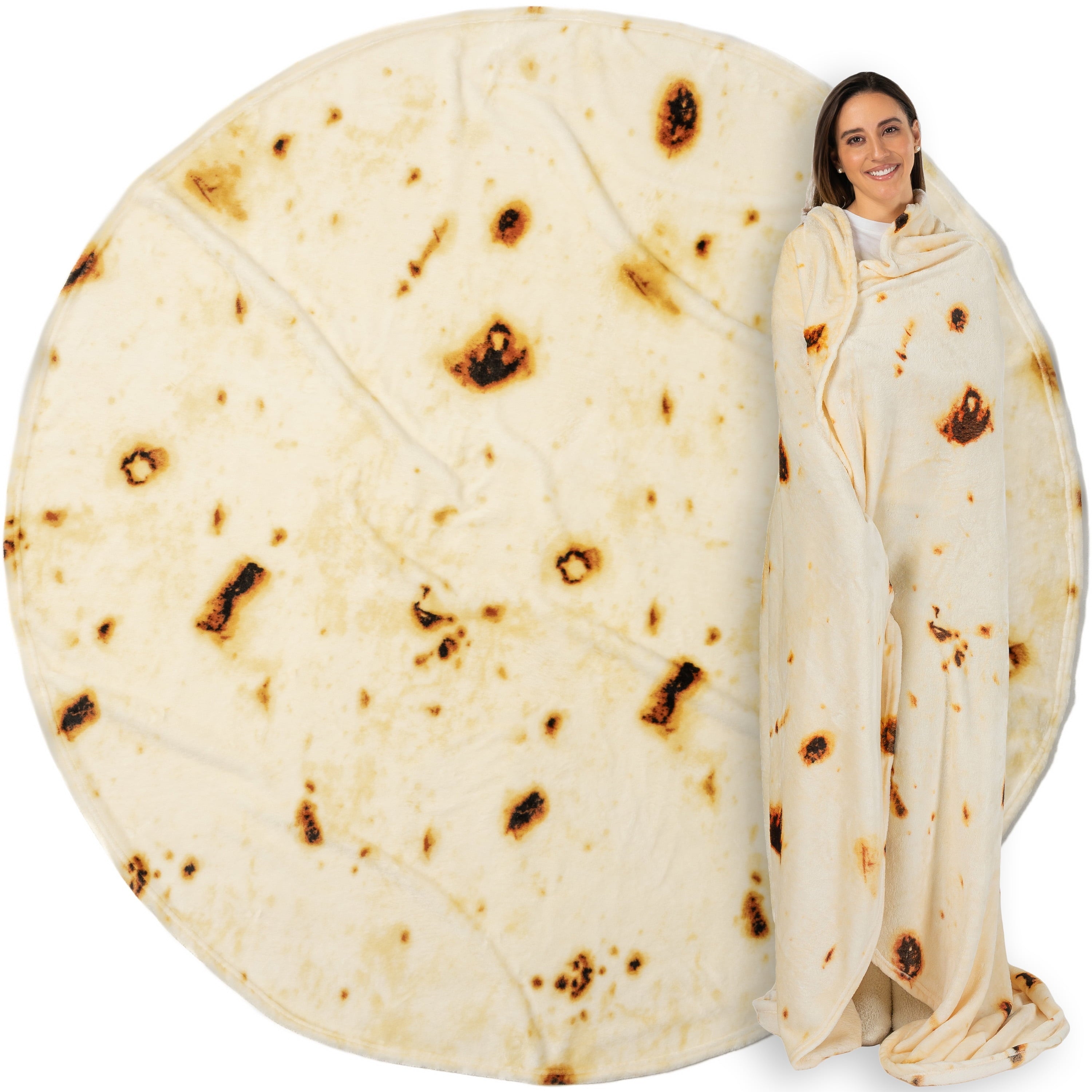 Cozy Fleece Burrito Tortilla Blanket, Double Sided Taco Flour Wrap Novelty Throw for Adult Kid Teen, Realistic Food Blanket, Funn... - Cozy Fleece Throw Blanket for Couch & Bed - Default Title