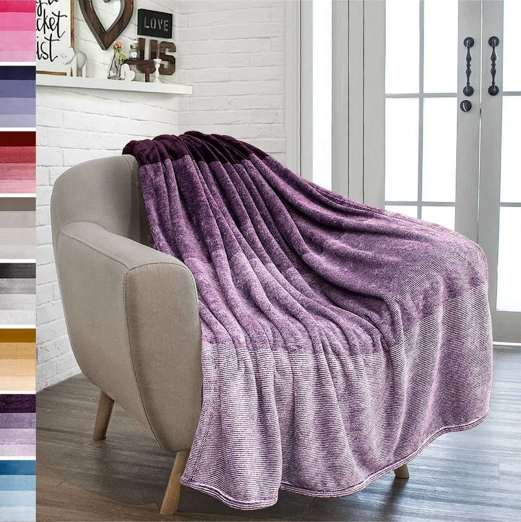 Super Soft Flannel Flannel Fleece Ombre Throw Blanket for Couch | Super Soft Cozy Microfiber Couch Blanket | Gradient Decorative Accent ... - Super Soft Reversible Sherpa Flannel Blanket - Default Title