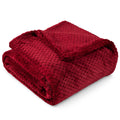 Decorative Knitted Maroon Red Throw Blanket for Couch, Twin Bed, Soft Fleece Throws for Sofa Chair, Fuzzy Waffle Textured Blanket, Cozy ... - Lightweight Plush Warm Blanket for All Seasons - Default Title