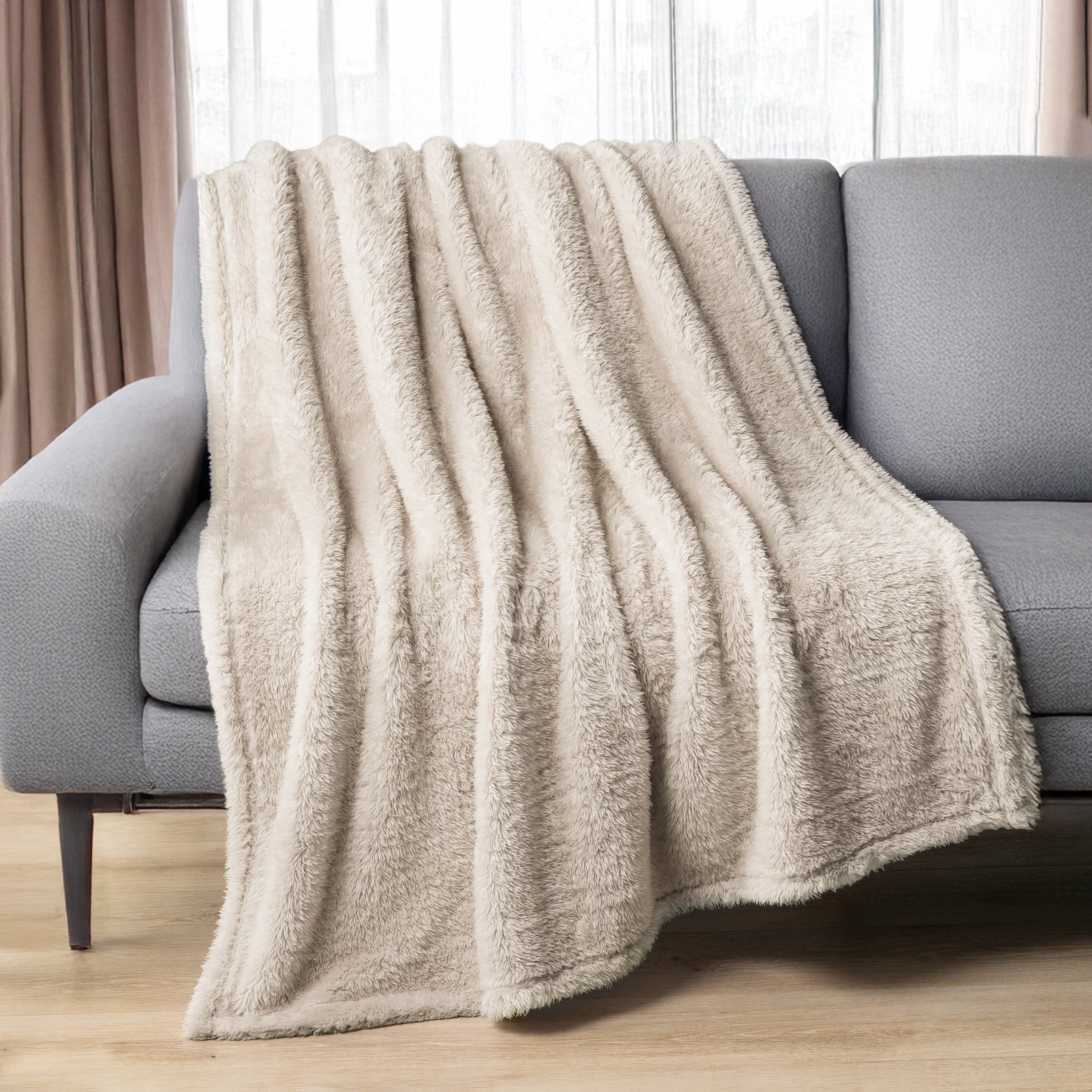 Cozy Fleece Sherpa Throw Blanket For Couch Sofa, Cream Beige Fluffy Warm Plush Blanket for Bed, Cozy Super Soft Lightweight Throw... - Super Soft Reversible Sherpa Flannel Blanket - Default Title
