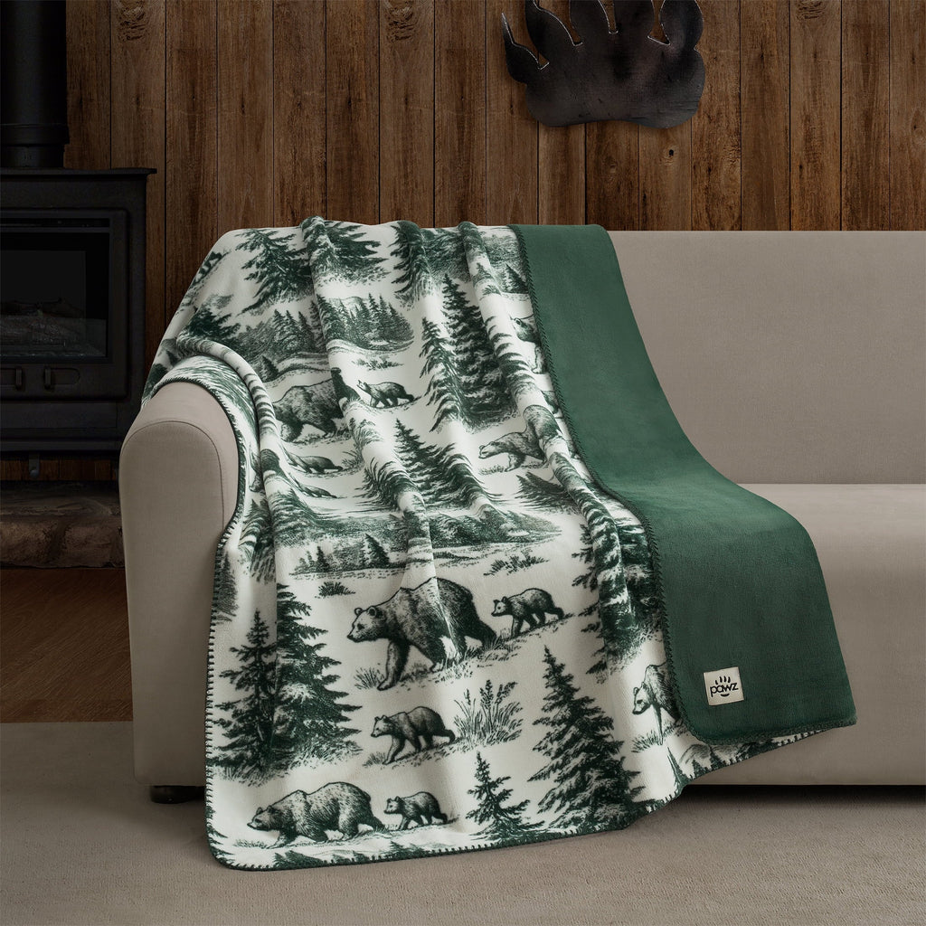 Lightweight Warm Plush Oversized Throw Blanket for Couch or Bed, Soft Flannel Fleece, Green Pine Trees, 50"x72" - Luxury Knitted Decorative Throw Blanket with Fringes - Default Title