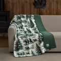 Lightweight Warm Plush Oversized Throw Blanket for Couch or Bed, Soft Flannel Fleece, Green Pine Trees, 50"x72" - Luxury Knitted Decorative Throw Blanket with Fringes - Default Title