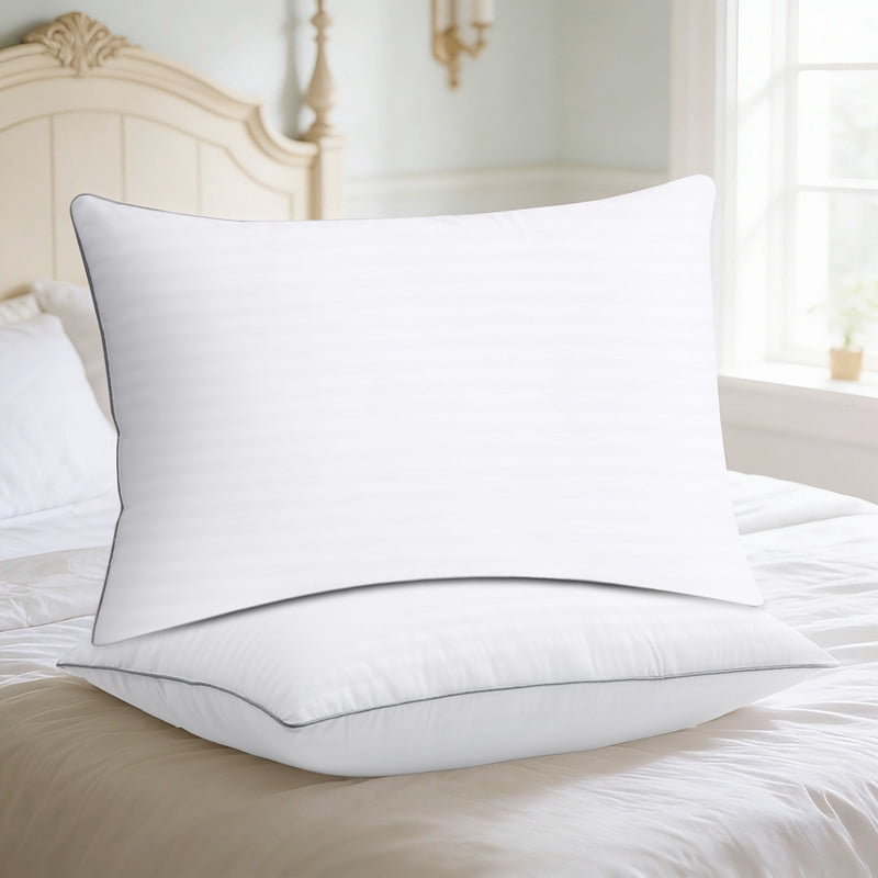 Ergonomic Memory Foam Pillows Queen Size Set of 2, Bed Pillows for Side, Back and Stomach Sleepers, Super Soft Down Alternative Filling, Lu... - Orthopedic Shredded Foam Bed Pillow Set - Default Title
