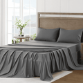 Premium Egyptian Cotton 4 Piece Bed Sheet Set, Queen Size Upgraded Cooling Deep Pocket Comfy Breathable Hotel Luxury Bedding, Extra Soft Wrin... - Breathable Egyptian Cotton Flat & Fitted Sheets - Default Title