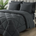 Hypoallergenic Cloud Queen Bed in a Bag Comforter Set with 7 Pieces - Dark Gray All Season Bedding Sets with Comforter, Pillow Shams, Flat... - Cloud-Like Soft Lightweight Bed Comforter - Default Title