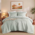 Hypoallergenic Cloud Full/Queen Comforter Sets, Reversible 3 Piece Extra Soft Bedding Set, Chambray Print Sage Green Comforter Bed Set wit... - All-Season Down Alternative Comforter Insert - Default Title