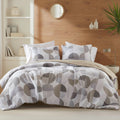 Luxurious Quilted Full/Queen Size Comforter Set, Tan/Gray Bedding Set for All Seasons, 3-Piece Round Geometric Print Bedding Comforter Set - Hypoallergenic Ultra-Fluffy Quilt for Winter - Default Title