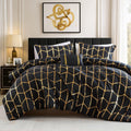 Hypoallergenic Cloud Full/Queen Size Comforter Set, 4-Piece Bedding Set for All Seasons, Geometric Metallic Comforter Bed Set with Decor P... - All-Season Down Alternative Comforter Insert - Default Title