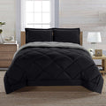 Luxurious Quilted Reversible 3-Piece Comforter Set, Diamond Stitched, King, Black/Grey - Luxurious Quilted Duvet Cover Set - Default Title