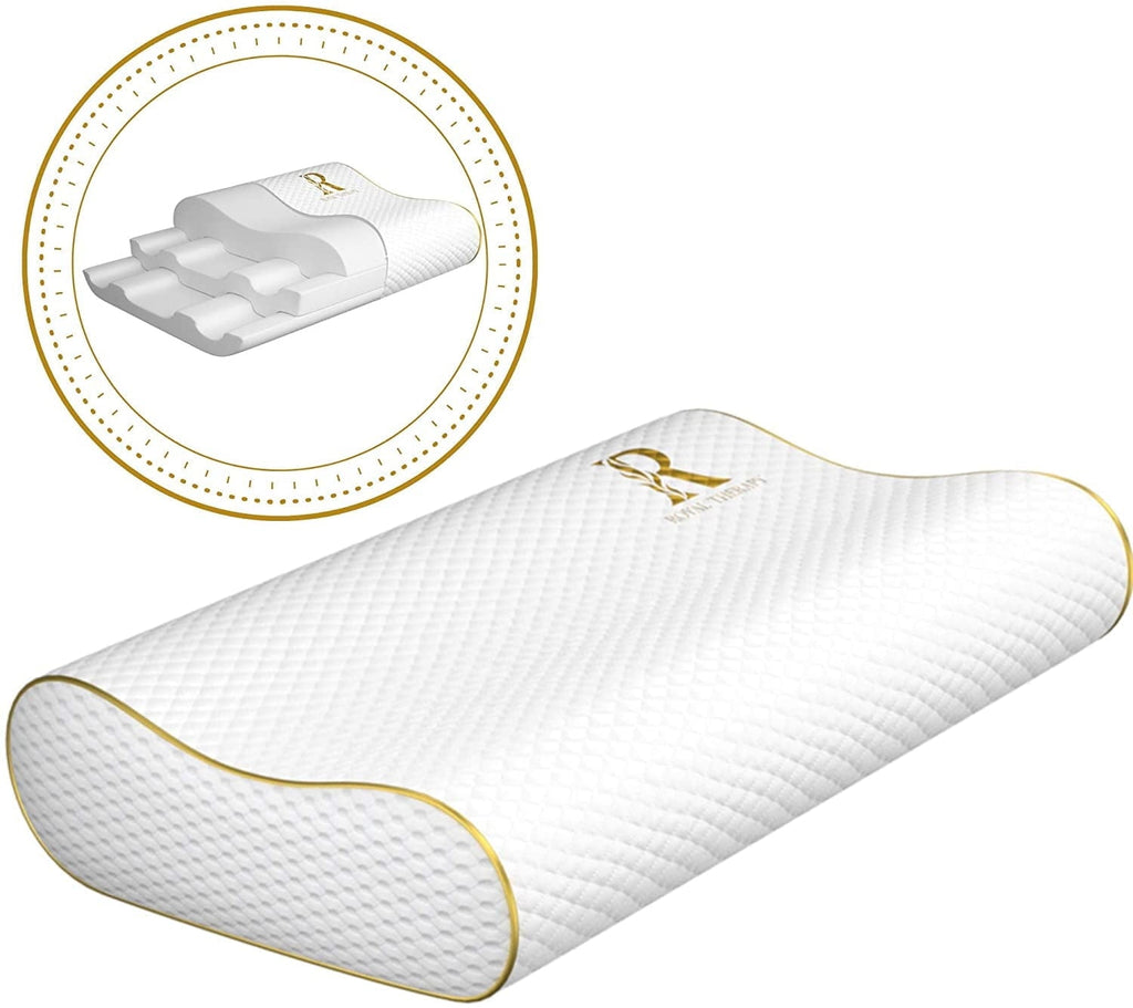 Orthopedic Support Queen Memory Foam Pillow + Extra Pillowcase, Bed Pillow for Neck & Shoulders for Adult - Ergonomic Memory Foam Pillow for Neck Pain Support - Default Title