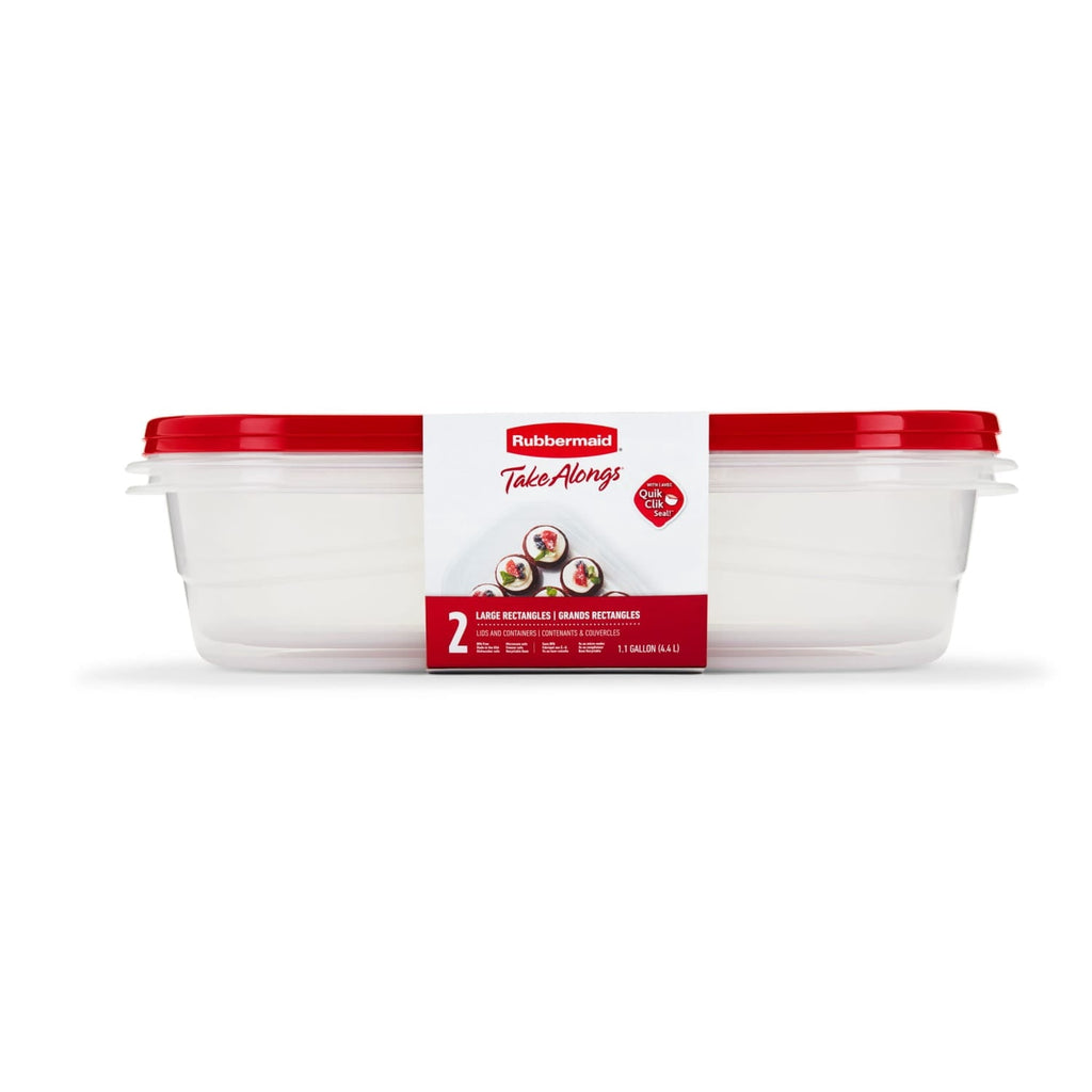 Fun Food Fidget 1 Gallon, 2 Packs, Red, Large Rectangular Plastic Food Storage Containers - Fun Food Fidget Cookie Squishable Toy - Default Title
