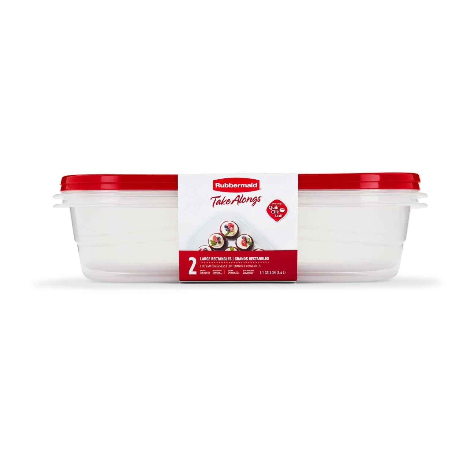Fun Food Fidget 1 Gallon, 2 Packs, Red, Large Rectangular Plastic Food Storage Containers - Fun Food Fidget Cookie Squishable Toy - Default Title