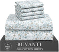 Wrinkle-Resistant 6 Pcs Cotton Sheets - 100% Natural Cotton Soft, Lightweight & Breathable Crispy Percale Bed Sheets, King Size Sheets ... - Luxury Bed Sheet Set with Deep Pockets - Default Title