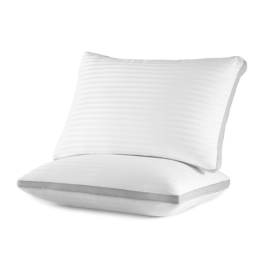 Fluffy Shredded Bed Pillows for Sleeping, Queen Size Set of 2, Sandwich Mesh with Breathable Sides, Premium Medium pillows for Back, ... - Hotel Quality Plush Sleeping Pillows - Default Title