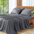 Ultra-Soft 6 Pieces Bamboo Bed Sheets Set, Luxury Rayon Derived - Deep Pockets - Wrinkle Free - Extremely Soft, Queen, Dark Gray - Premium Ultra-Soft Pillowcase Pair for Sleeping - Default Title