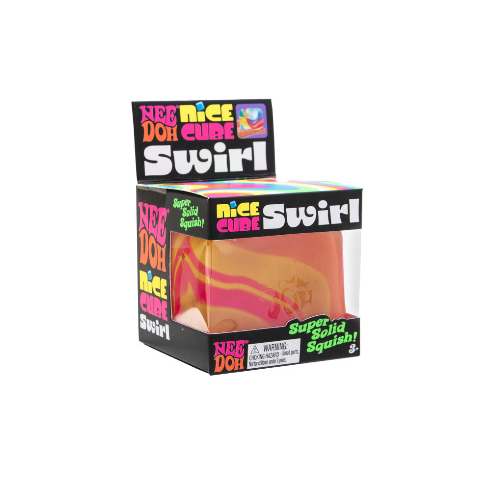 Satisfying Crunch NeeDoh Nice Cube Swirl | Select Golden Pond - Crystal Clear Squishable Ice Cube NeeDoh Detail