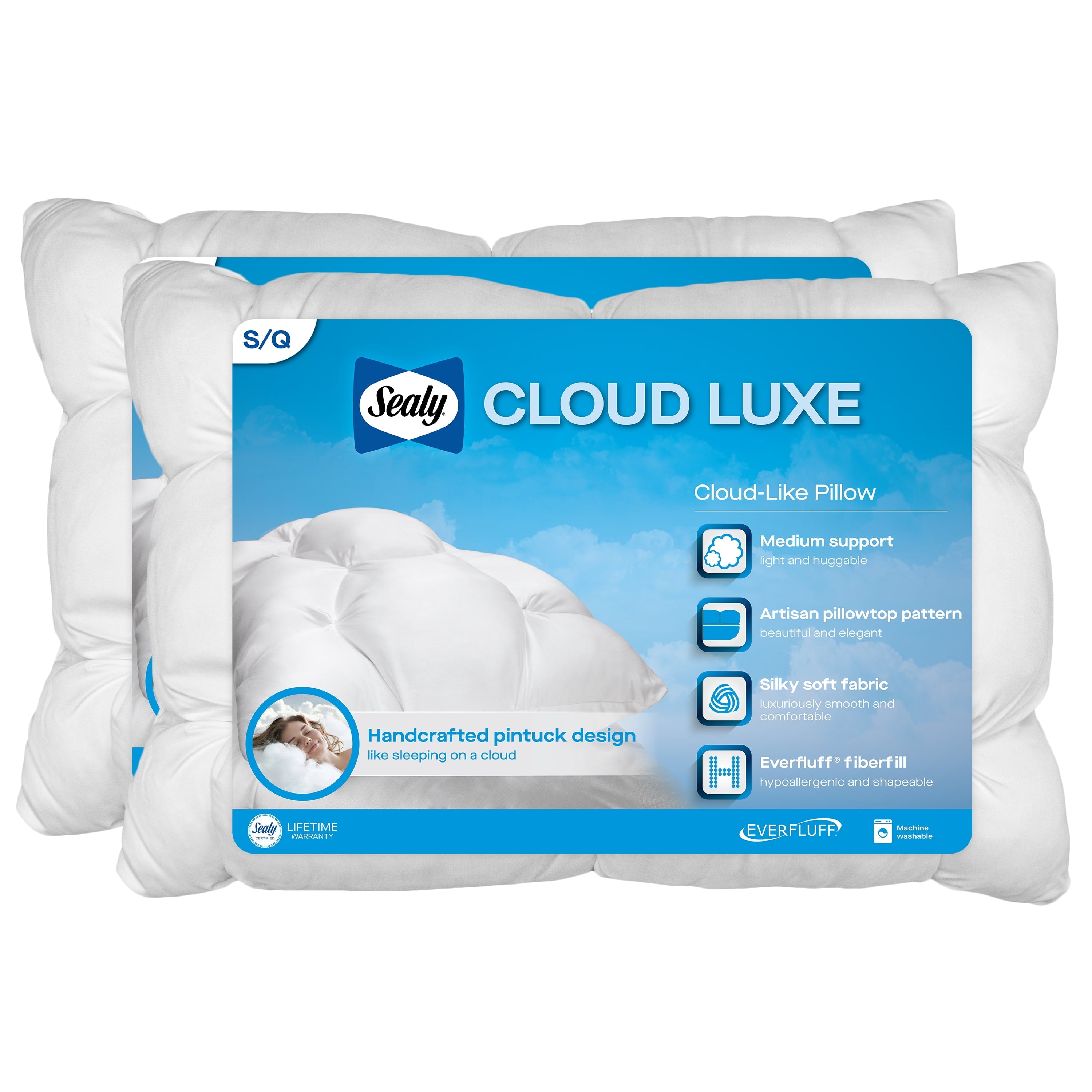 Decorative Plump Down Alternative Cloud Luxe Bed Pillows, Standard/Queen - Adaptive Huggable Core (2 Pack) - Orthopedic Shredded Foam Bed Pillow Set - Default Title