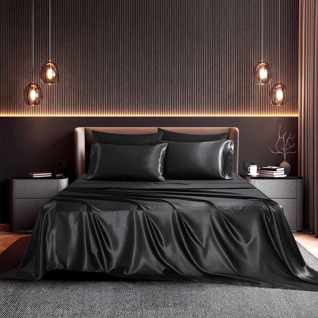 Ultra-Soft Set, Queen, Silky Bed s, 4 Pieces,Black - Cooling Hotel Quality Bedding Sheets and Pillowcases - Default Title