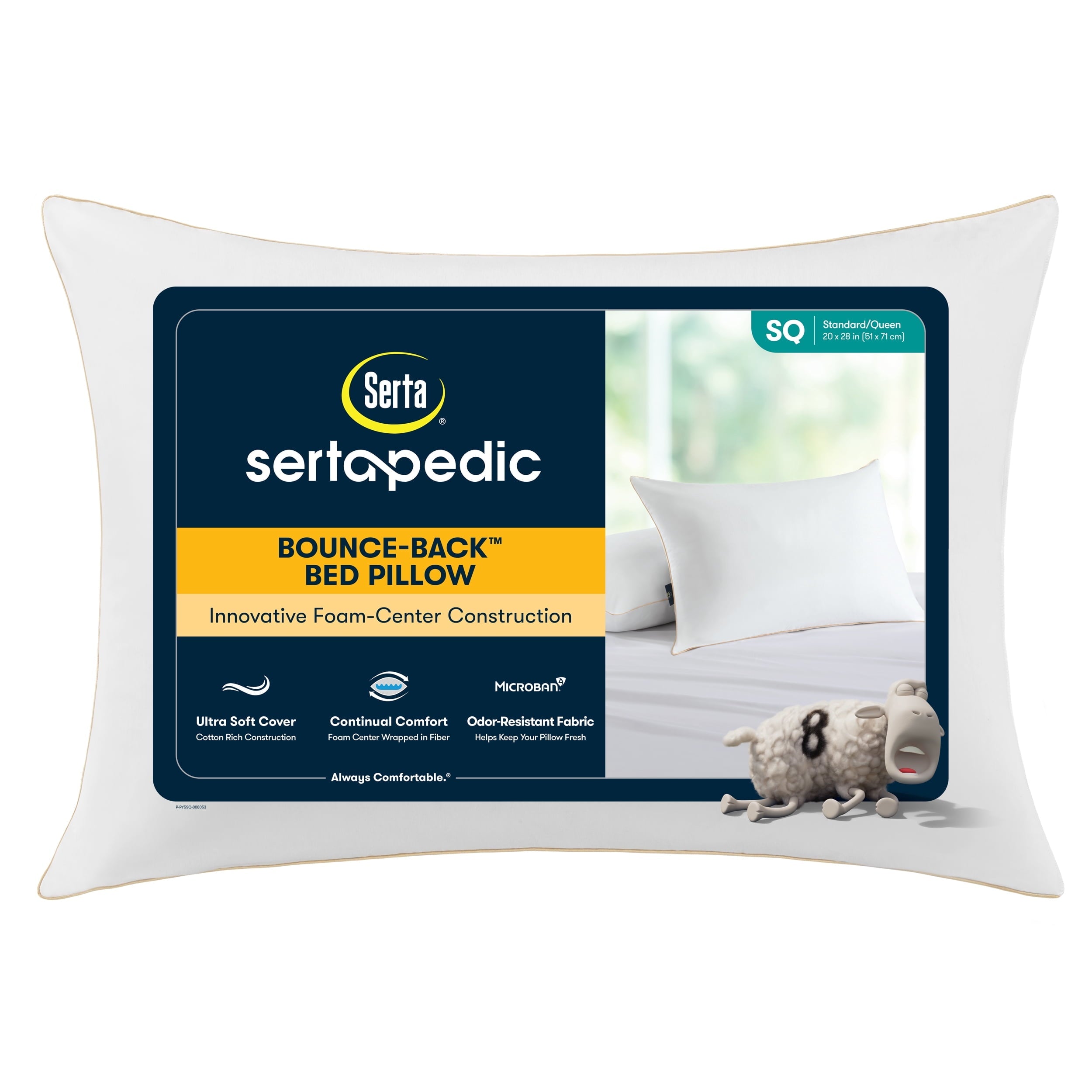 Decorative Plump pedic Bounce Back Standard/Queen Bed Pillow, Hypoallergenic Fill - Hotel Quality Plush Sleeping Pillows - Default Title
