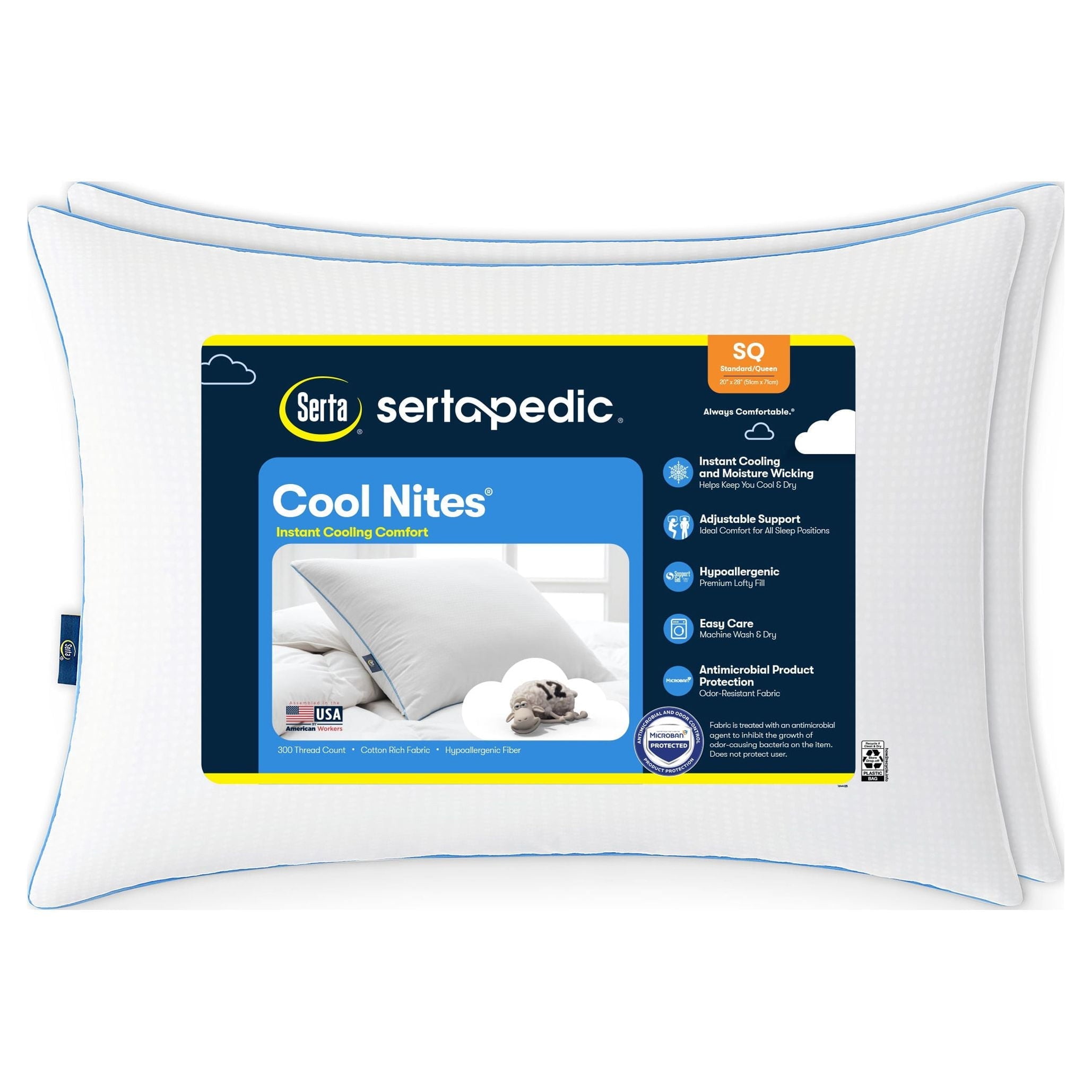 Orthopedic Support Cool Nites Bed Pillow, Standard/Queen, 2 Pack - Orthopedic Shredded Foam Bed Pillow Set - Default Title