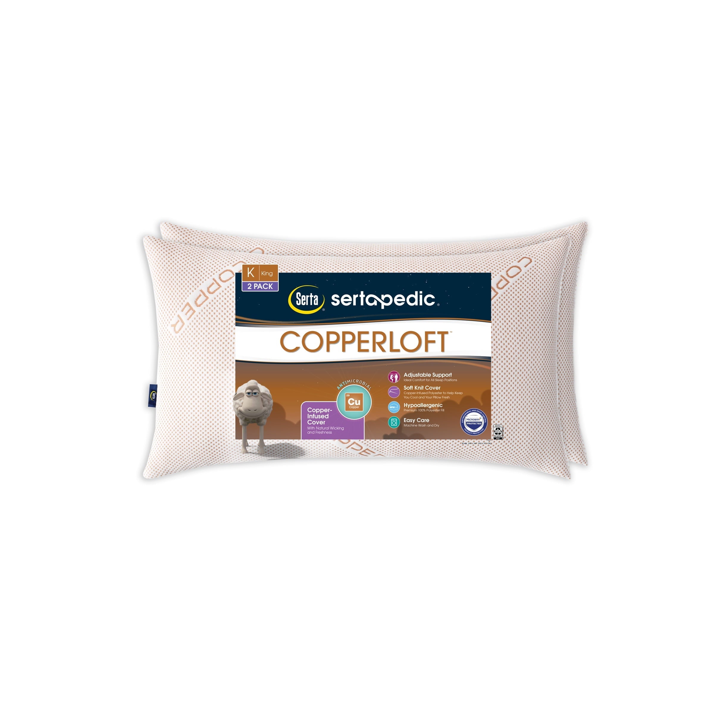 Decorative Plump Copperloft King Bed Pillow, 2 Pack, Hypoallergenic - Orthopedic Shredded Foam Bed Pillow Set - Default Title