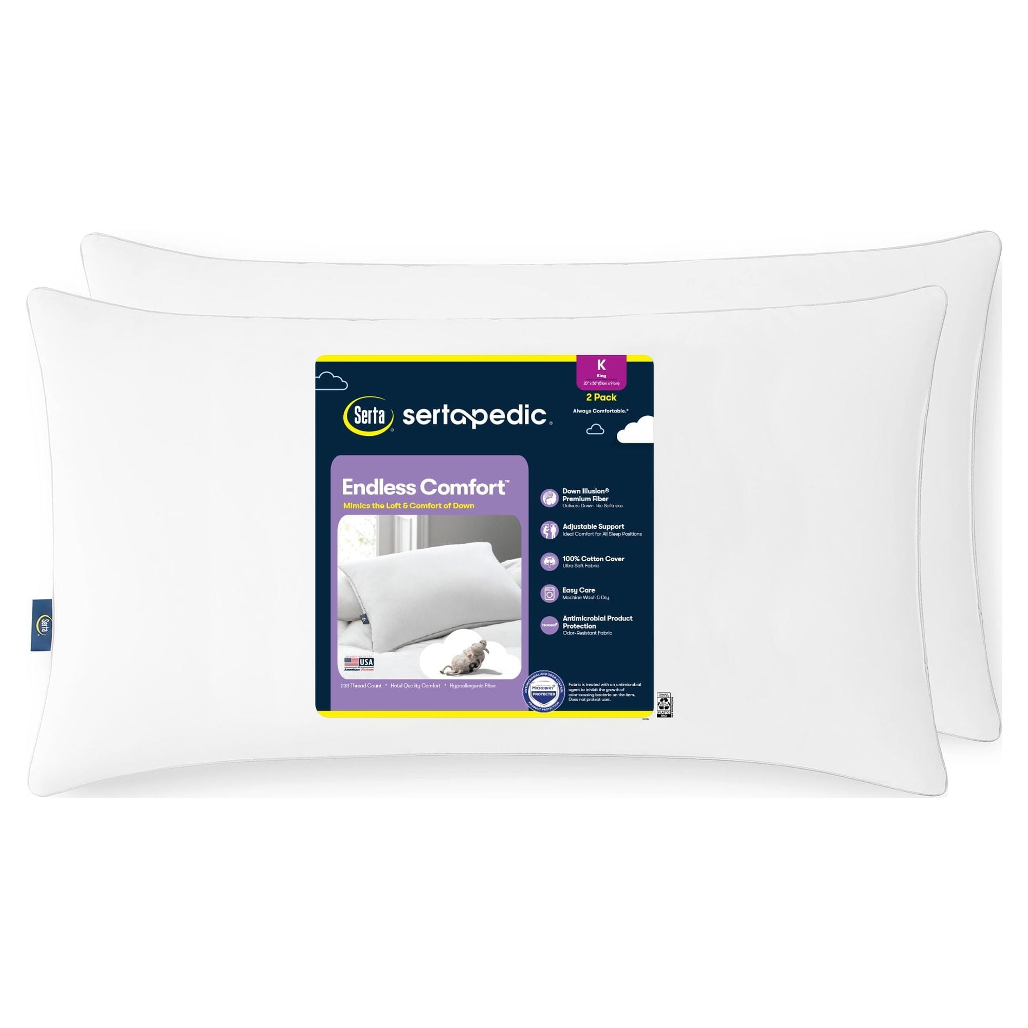 Orthopedic Support Endless Comfort Bed Pillow, King, 2 Pack - Orthopedic Shredded Foam Bed Pillow Set - Default Title