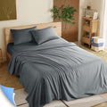 Premium Egyptian Cotton Shilucheng 4 Pieces Luxury Bed Sheets Set, Plush Microfiber Bed Sheets, 16" Deep Pocket, Queen, Dark Gray - Premium Ultra-Soft Pillowcase Pair for Sleeping - Default Title